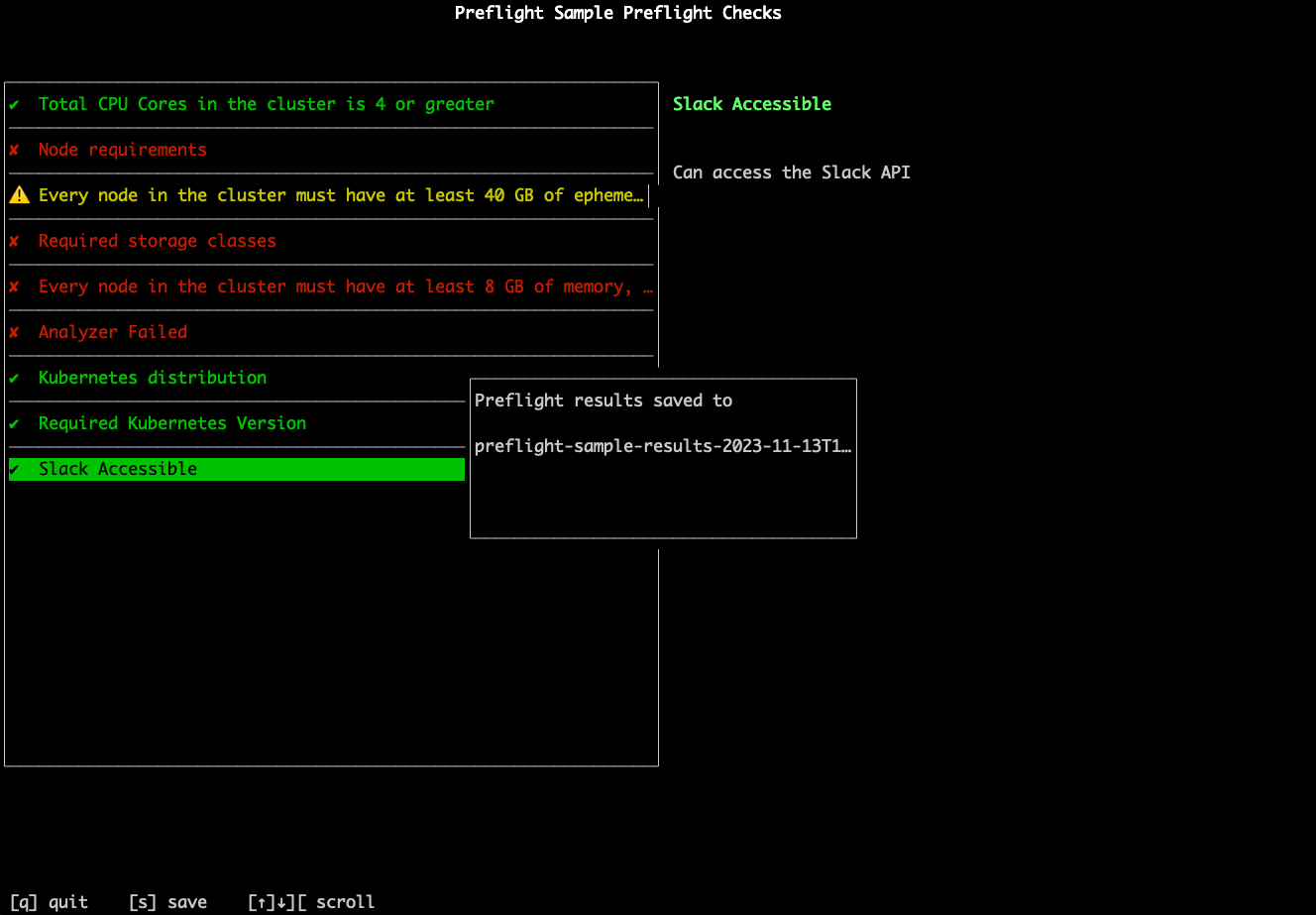 Save output dialog